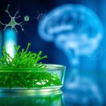 Flick International Close-up view of vibrant green stem cells in a petri dish representing Alzheimer’s disease research