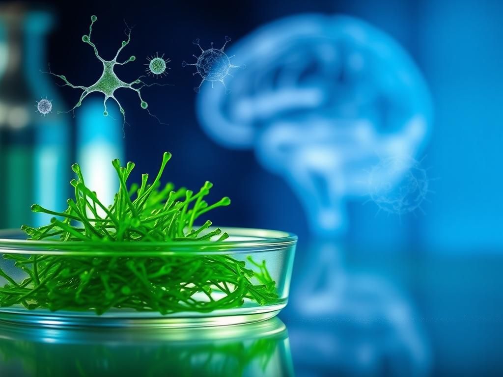 Flick International Close-up view of vibrant green stem cells in a petri dish representing Alzheimer’s disease research