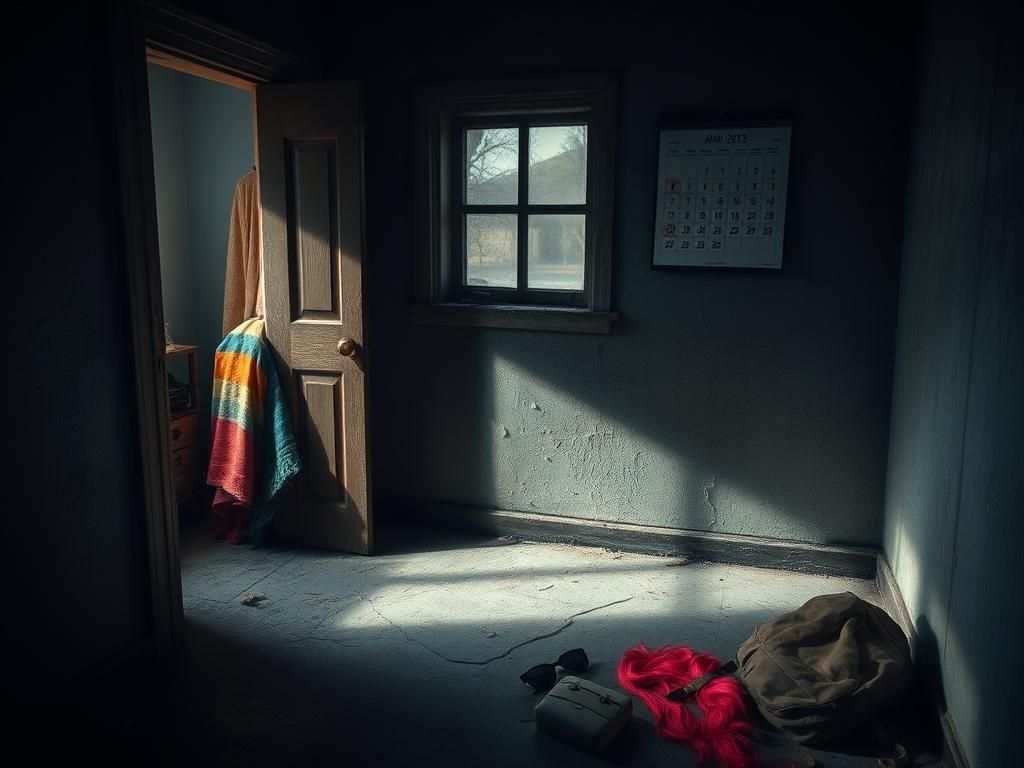 Flick International Dimly lit room revealing signs of a missing teen's confinement