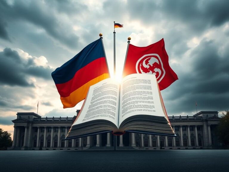 Flick International Ornate government building symbolizing German politics with CDU and SPD flags