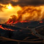 Flick International Dramatic wildfire scene near Jerusalem during Independence Day