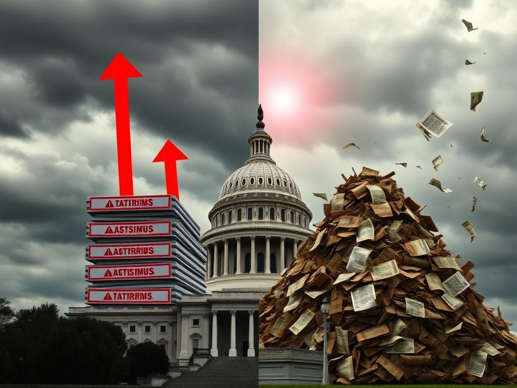 Flick International U.S. Capitol building under moody clouds with tariffs and trade agreements