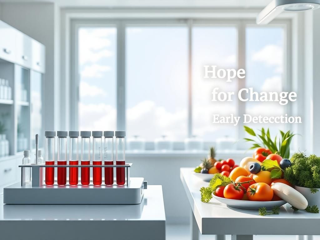 Flick International A serene laboratory setting with a modern blood testing station and scientific equipment