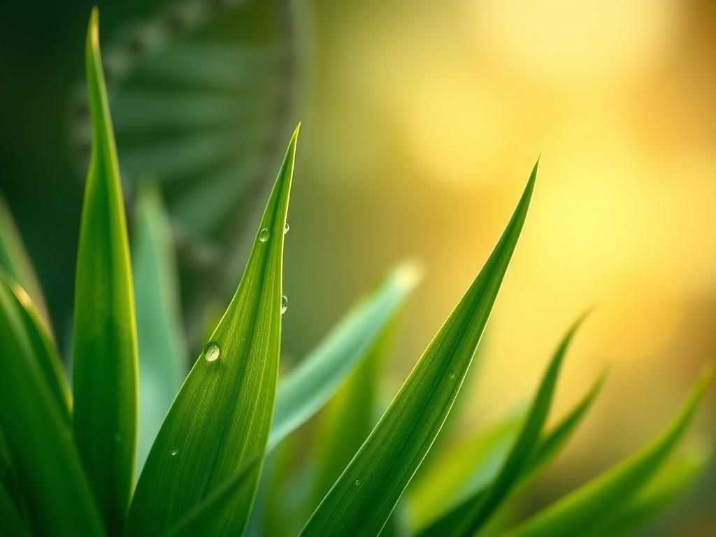 Flick International Close-up of a vibrant green plant with dew drops symbolizing resilience in healthcare