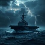 Flick International USS Harry S. Truman aircraft carrier navigating through rough waters in the Red Sea