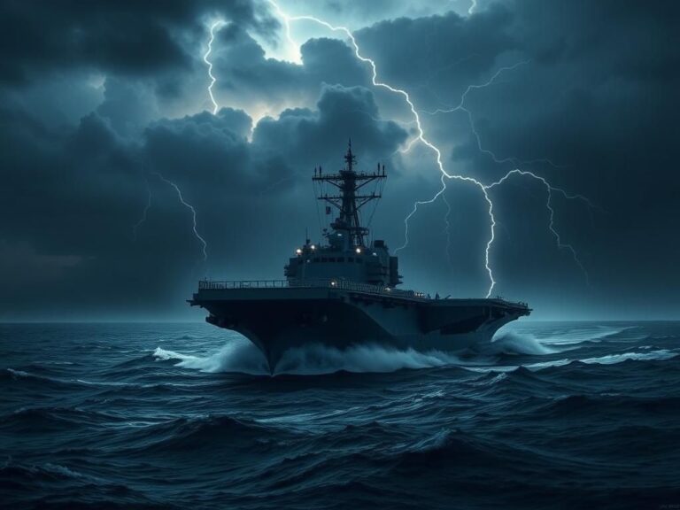 Flick International USS Harry S. Truman aircraft carrier navigating through rough waters in the Red Sea