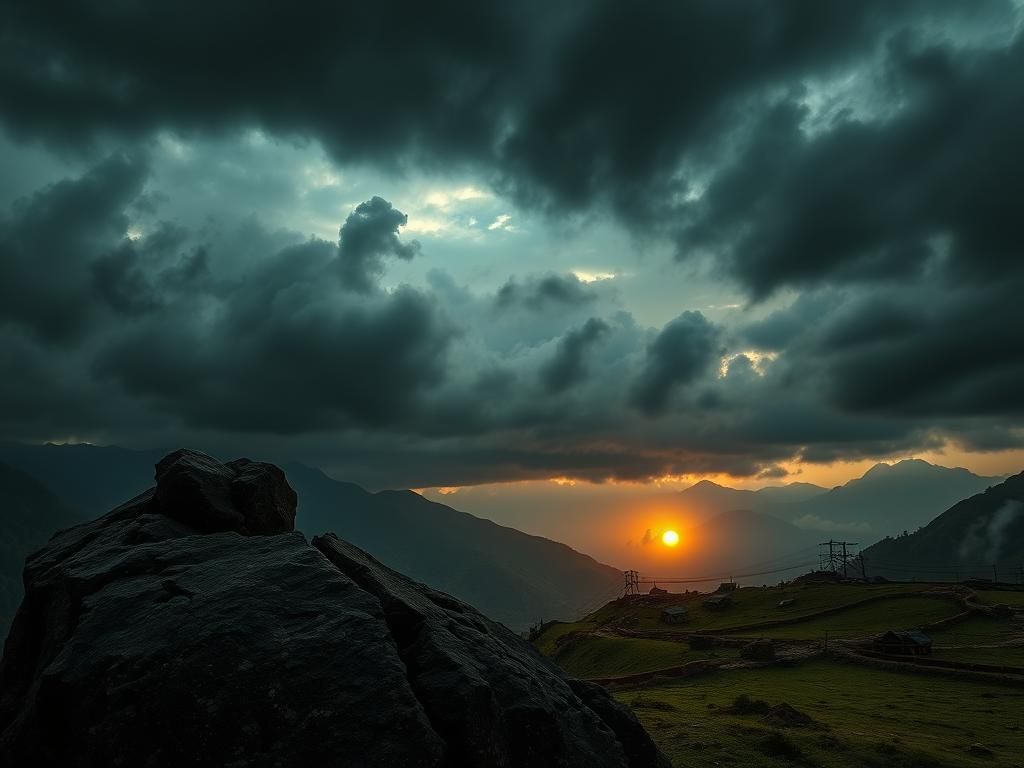 Flick International Dramatic mountainous landscape of Jammu and Kashmir with military encampment