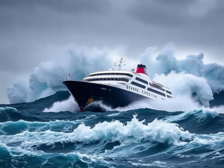 Flick International Luxury cruise ship battling 40-foot waves in the Drake Passage