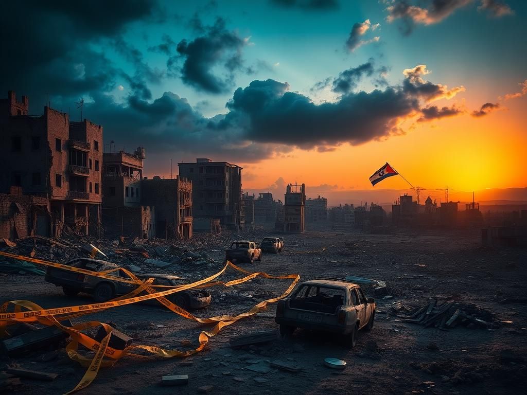 Flick International War-damaged urban environment depicting aftermath of Israel-Iran conflict