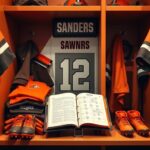 Flick International Shedeur Sanders' NFL locker with nameplate 'SANDERS' and number '12'
