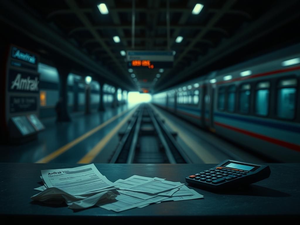 Flick International Empty Amtrak train station featuring an abandoned ticket counter and medical claim forms