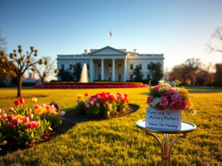 Flick International A beautifully landscaped garden at the White House celebrating military mothers on Mother's Day