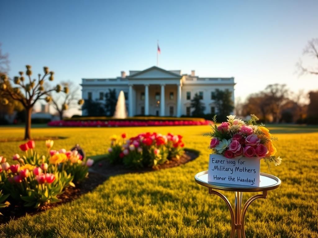 Flick International A beautifully landscaped garden at the White House celebrating military mothers on Mother's Day