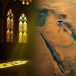 Flick International Split-screen image showing a serene church interior and a satellite image of a suspected nuclear site in the Middle East