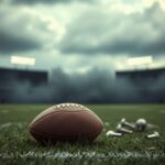 Flick International An abstract representation of a football field under dramatic gray clouds symbolizing tension and uncertainty