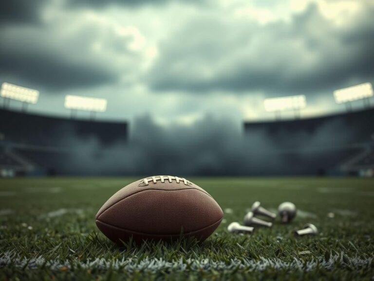 Flick International An abstract representation of a football field under dramatic gray clouds symbolizing tension and uncertainty