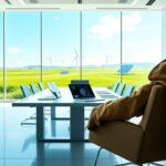 Flick International A modern office environment with a hoodie draped over a chair and advanced technology