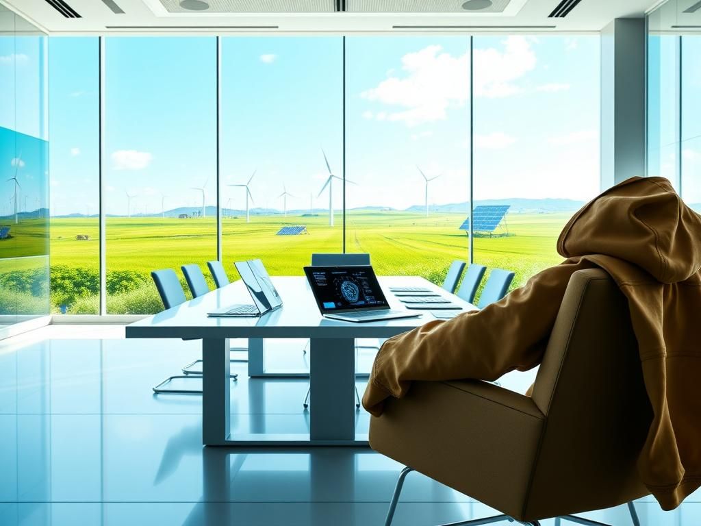 Flick International A modern office environment with a hoodie draped over a chair and advanced technology