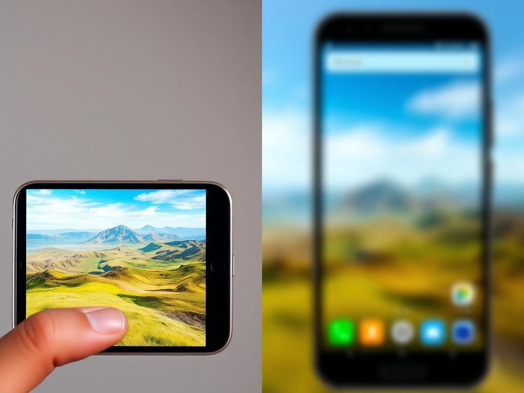 Flick International Split-screen comparison of high-quality and low-quality photos sent from an iPhone to an Android