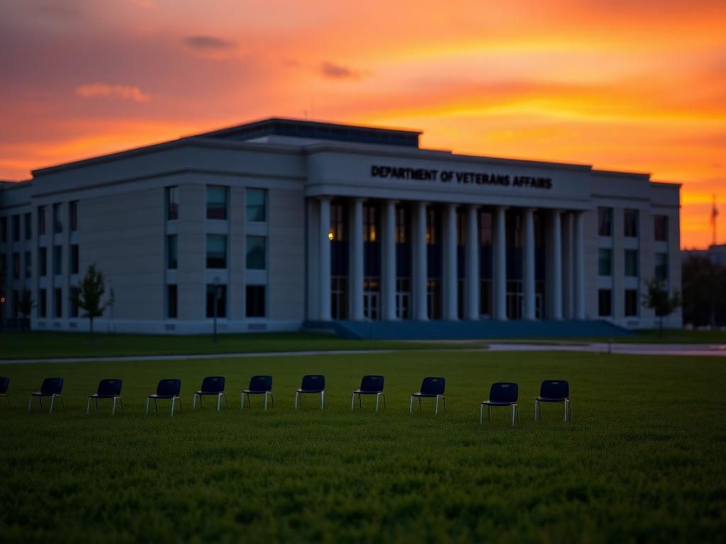 Flick International Empty Department of Veterans Affairs building at sunset representing the need for reform