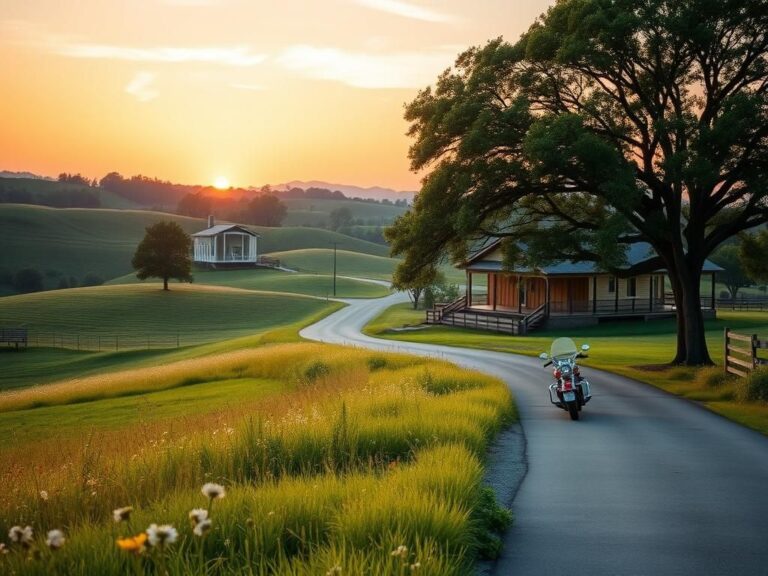 Flick International Serene rural landscape in North Carolina with wildflowers and a majestic tree