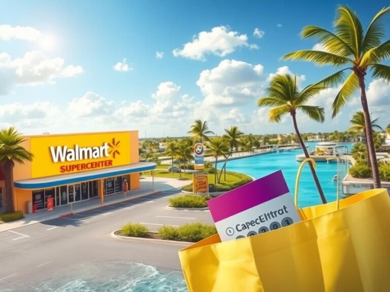 Flick International Vibrant Florida landscape with Walmart Supercenter and lottery ticket