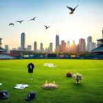 Flick International Early morning baseball scene at a Chicago park with White Sox memorabilia