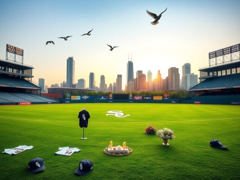 Flick International Early morning baseball scene at a Chicago park with White Sox memorabilia