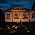 Flick International A somber scene at the White House lawn with posters of illegal immigrant criminals