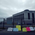 Flick International Exterior view of the ICE detention facility in Newark, New Jersey under a gray sky
