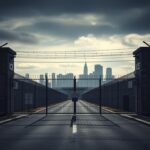 Flick International A stark image of the Delaney Hall ICE detention center framed by barbed wire