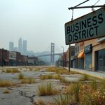 Flick International Abandoned buildings in a desolate urban landscape of California