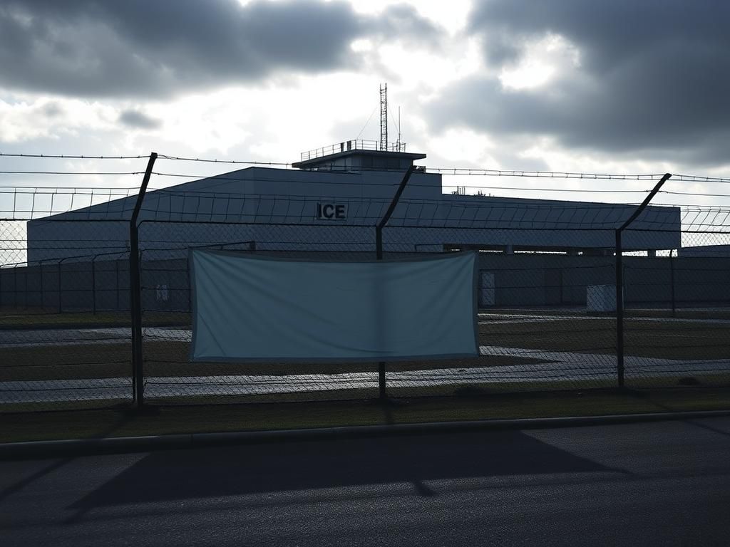 Flick International ICE detention facility in Newark, New Jersey, surrounded by barbed wire and high-security fencing