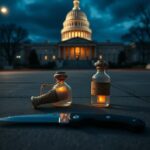 Flick International Homemade Molotov cocktails and a folding knife on the pavement outside the U.S. Capitol