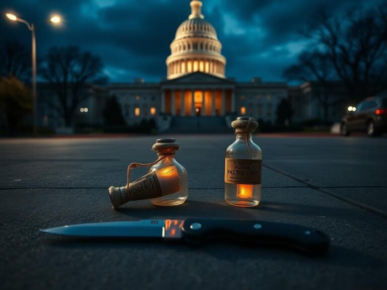 Flick International Homemade Molotov cocktails and a folding knife on the pavement outside the U.S. Capitol