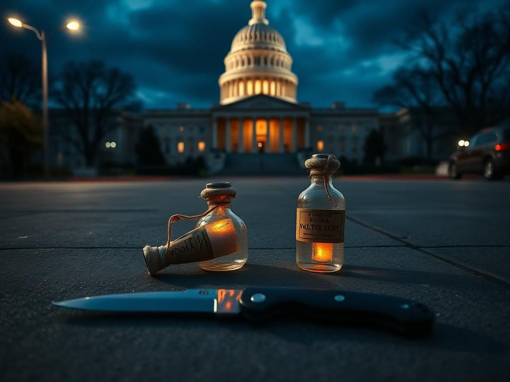 Flick International Homemade Molotov cocktails and a folding knife on the pavement outside the U.S. Capitol