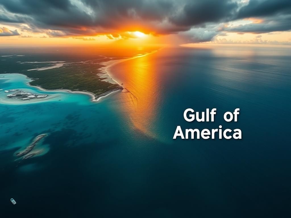 Flick International Aerial view of the Gulf of Mexico highlighting contrasting labels