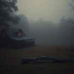 Flick International Misty South Carolina hunting estate with a weathered wooden lodge