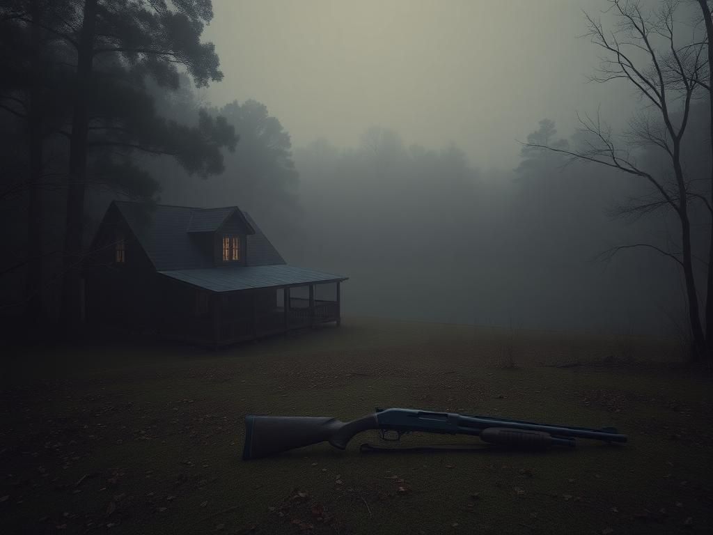 Flick International Misty South Carolina hunting estate with a weathered wooden lodge