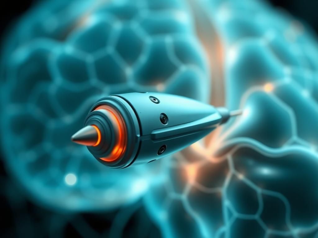 Flick International Close-up view of a rice-sized microrobot designed for brain surgery