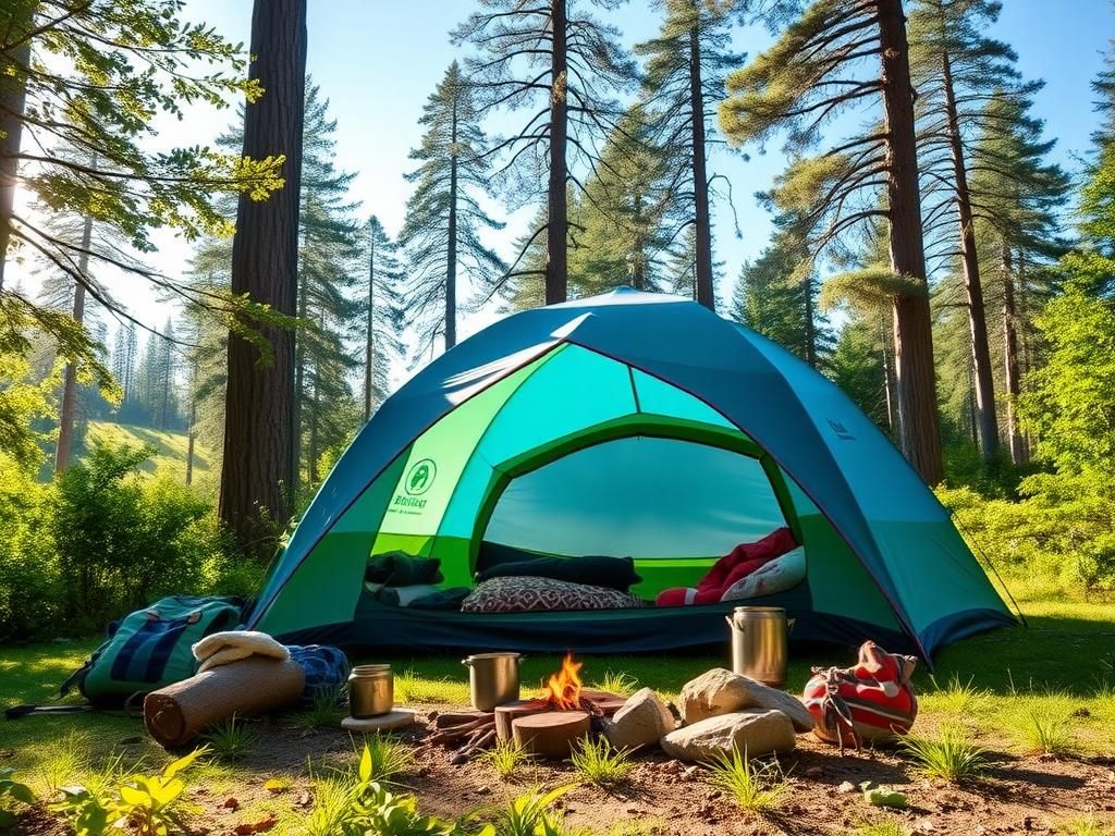 Flick International Spacious family tent surrounded by greenery in a serene forest