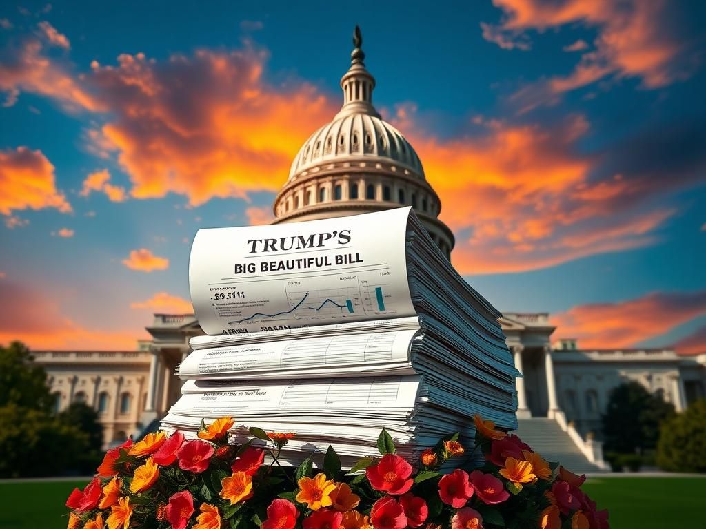 Flick International Grand U.S. Capitol building with tax policy documents in foreground