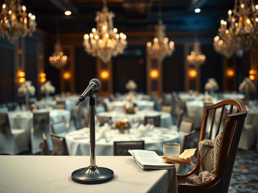 Flick International An empty podium at the White House Correspondents' Dinner symbolizing media accountability