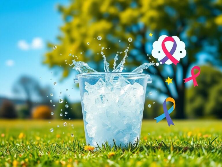 Flick International Outdoor scene with an ice bucket filled with ice cubes and colorful water droplets