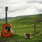 Flick International Picturesque UK countryside scene with rolling green hills, rustic farmhouse, and grazing sheep representing Ellen DeGeneres's struggles with country life.