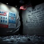 Flick International Visual representation of a crumbling wall with contrasting political messages on age and economy