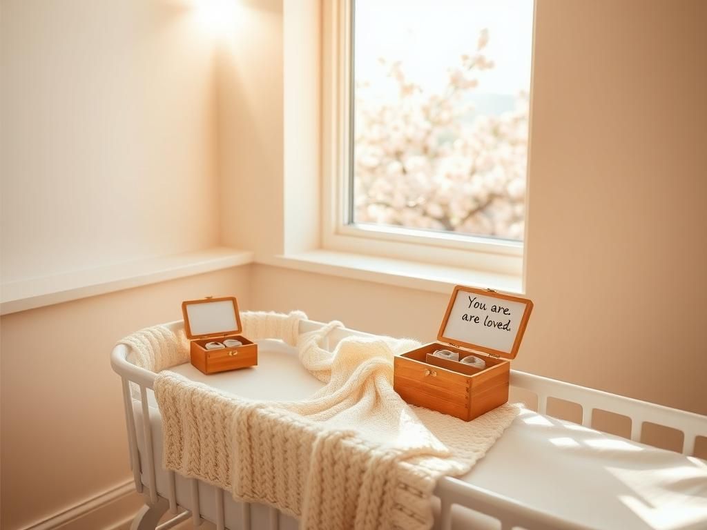 Flick International Serene hospital room with a cradle and baby booties symbolizing maternal love