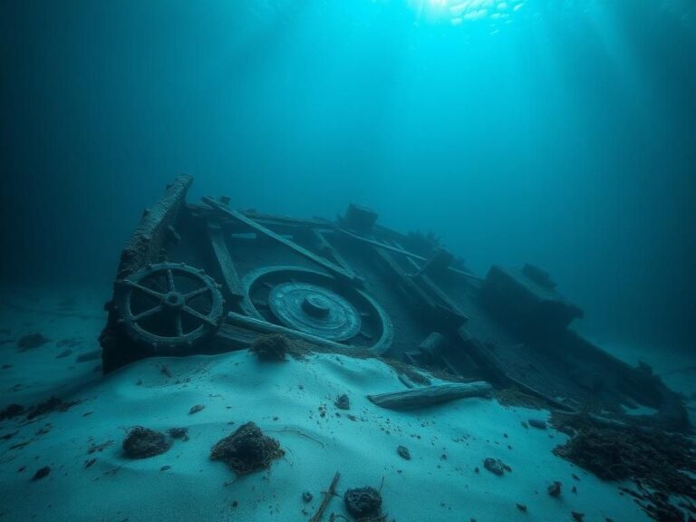 Flick International Underwater view of a 19th century Dutch merchant shipwreck surrounded by marine life