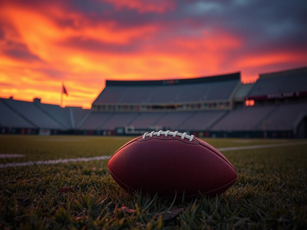 Flick International A football on a vibrant dusk-lit field symbolizing the journey of Quinn Ewers.
