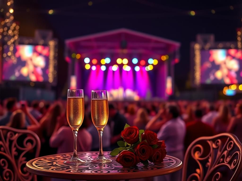 Flick International Meghan Markle and Prince Harry enjoying a romantic date night amidst a vibrant concert atmosphere